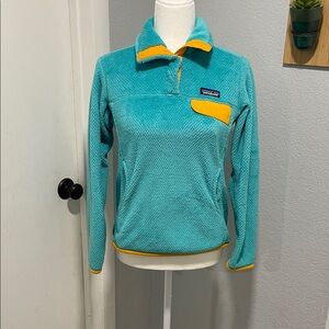 Patagonia Re-Tool Snap-T Fleece Pullover Teal and Orange Size XS